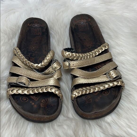 Muk Luks Terri Gold Leather Sandals Strappy Sz 10 - Picture 3 of 6